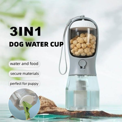 Pet Travel Cup: 3-in-1 Water, Food & Garbage Solution